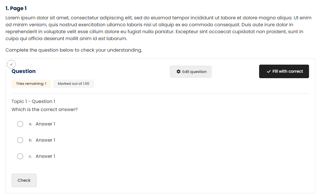 Moodle - Embed Question - Question Display